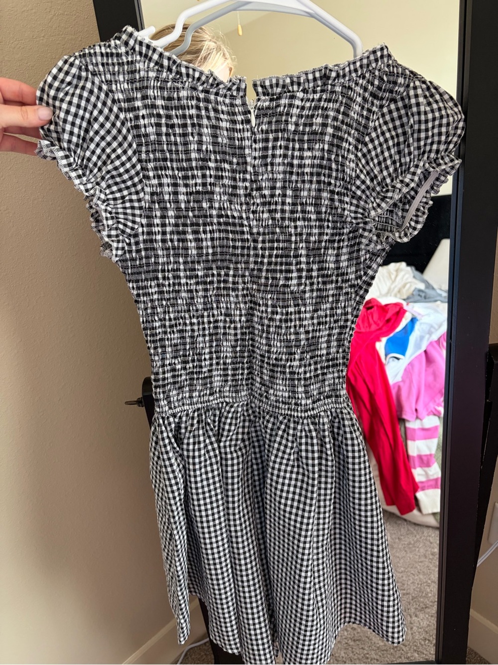 Beginning Boutique Black & White Gingham Smocked Romper - Picture 5 of 6